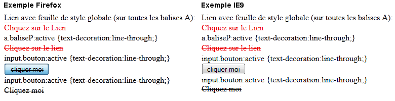 copie d'écran de l'affichage de la propriété css active