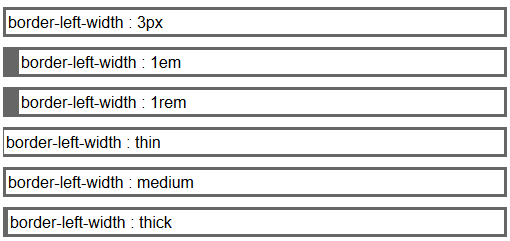 copie d'écran de l'affichage de la propriété css border-left-width
