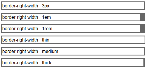 copie d'écran de l'affichage de la propriété css border-right-width