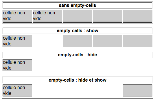 copie d'écran de l'affichage de la propriété css empty-cells
