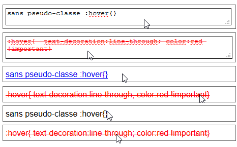 copie d'&eacute;cran de l'affichage de la propri&eacute;t&eacute; css hover