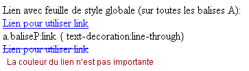 copie d'&eacute;cran de l'affichage de la propri&eacute;t&eacute; css link