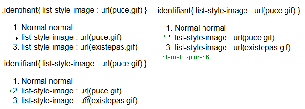 copie d'&eacute;cran de l'affichage de la propri&eacute;t&eacute; css list-style-image