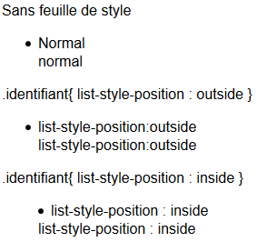 copie d'écran de l'affichage de la propriété css list-style-position