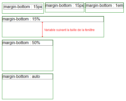 copie d'écran de l'affichage de la propriété css margin-bottom