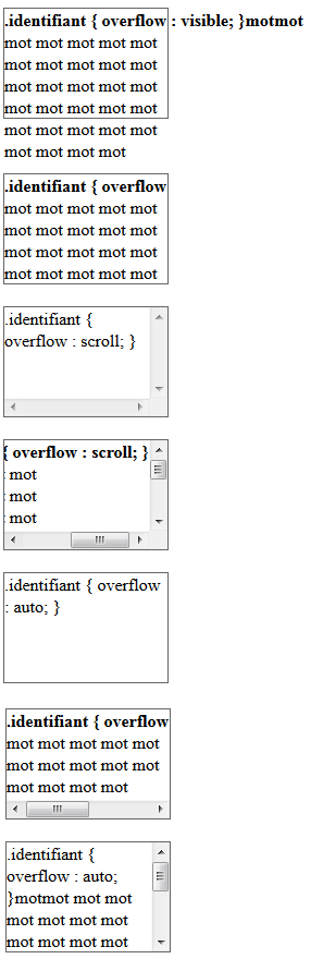 copie d'&eacute;cran de l'affichage de la propri&eacute;t&eacute; css overflow