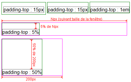copie d'&eacute;cran de l'affichage de la propri&eacute;t&eacute; css padding-top