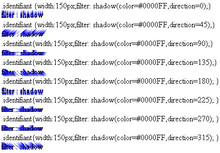 copie d'écran de l'affichage de la propriété css shadow