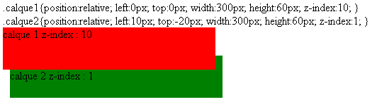 copie d'&eacute;cran de l'affichage de la propri&eacute;t&eacute; css z-index