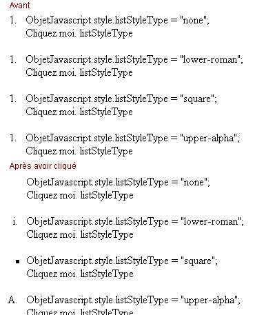 copie d'&eacute;cran de l'affichage de la propri&eacute;t&eacute; css listStyleType