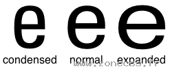 Exemple de lettre expanded normal condensed 