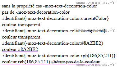 copie d'écran de l'affichage de la propriété CSS -moz-text-decoration-color
