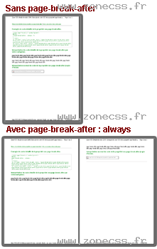 copie d'écran de l'affichage de la propriété CSS page-break-after