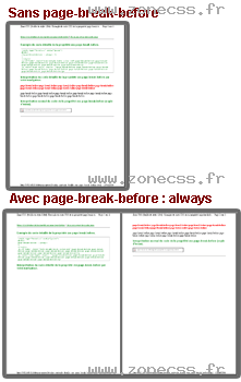 copie d'écran de l'affichage de la propriété CSS page-break-before
