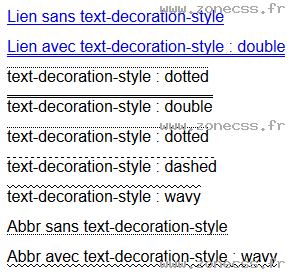 copie d'écran de l'affichage de la propriété CSS text-decoration-style