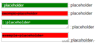 copie d'écran de l'affichage du sélecteur CSS ::-webkit-input-placeholder