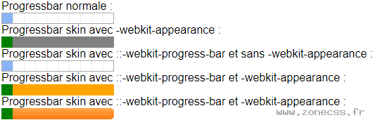 copie d'écran de l'affichage du sélecteur CSS ::-webkit-progress-bar
