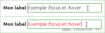 Utilisation de :focus et :hover sur un champ de formulaire