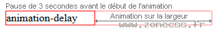 copie d'écran de l'affichage de la propriété CSS animation-delay