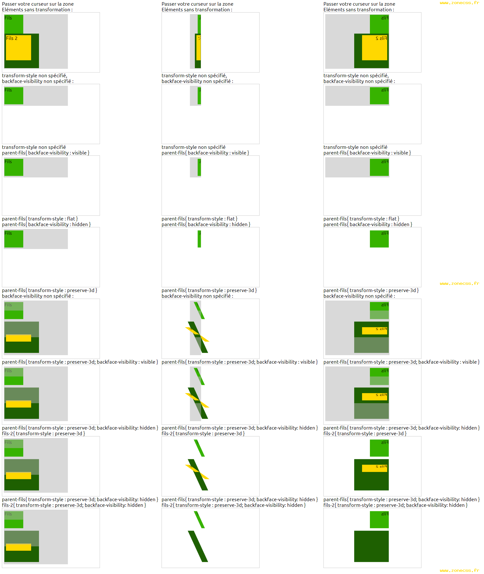 copie d'écran de l'affichage de la propriété CSS backface-visibility