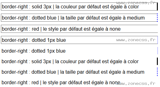 copie d'écran de l'affichage de la propriété CSS border-right