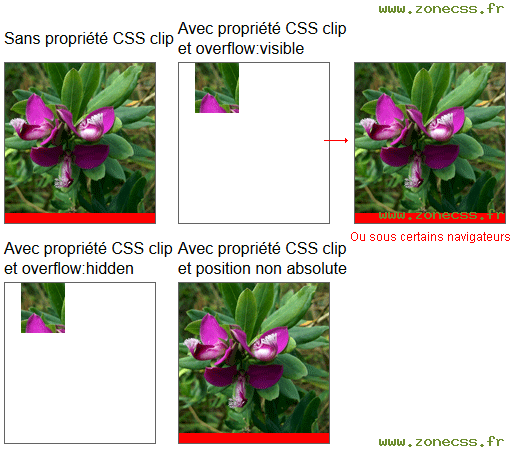 copie d'écran de l'affichage de la propriété CSS clip