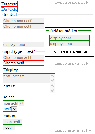 copie d'écran de l'affichage du sélecteur CSS :disabled