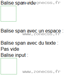 copie d'écran de l'affichage du sélecteur CSS :empty