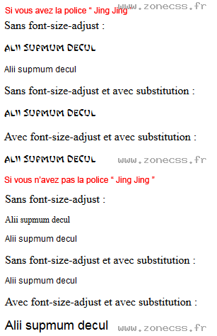 copie d'écran de l'affichage de la propriété CSS font-size-adjust