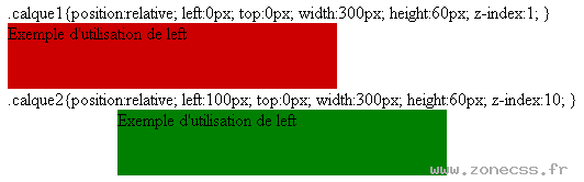 copie d'écran de l'affichage du sélecteur CSS :left