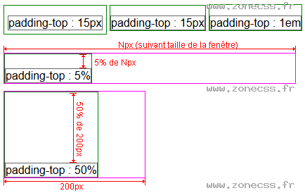 copie d'écran de l'affichage de la propriété CSS padding-top