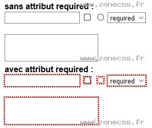 copie d'écran de l'affichage du sélecteur CSS :required