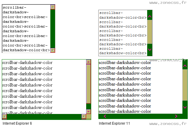 copie d'écran de l'affichage de la propriété CSS scrollbar-darkshadow-color