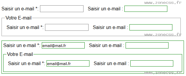 copie d'écran de l'affichage du sélecteur CSS :valid