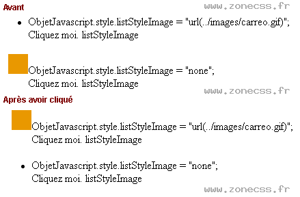 copie d'écran de l'affichage de la propriété JS / CSS listStyleImage